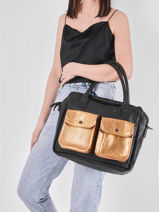 Handtas Dandy Dor Leder Paul marius Zwart dore F9774-3-vue-porte